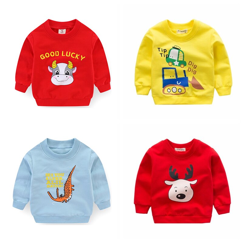 New Spring Autumn Baby Clothes Girl Sweatshirts Children Hoodies Cartoon Animal Long Sleeve Cotton Sweater Kids T-shirt Clothing