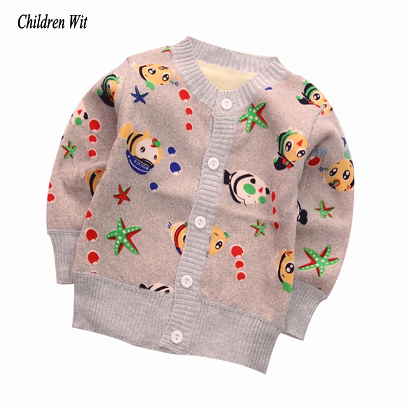 2019 New Baby Sweaters Autumn Winter Knitted Cardigan Plus Thick Velvet Warm Kids Clothes Boys Girls Sweater Casual Outerwear