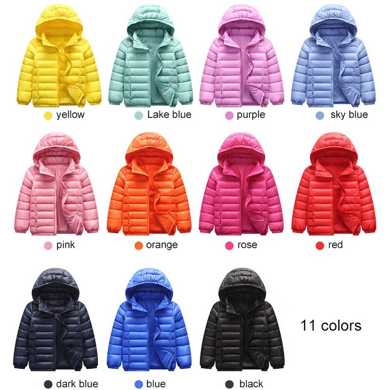 Baby Girls Boys Parka Light Kids Jacket Hood 90% Duck Down Coat Winter Children Jacket Spring Fall Toddler Outerwear 1-12 Year