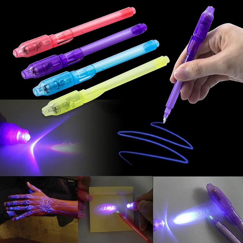 2-in-1 UV Black Light & Magic Purple Luminous Pen for Drawing and Learning - Invisible Ink Writing Toy for Kids