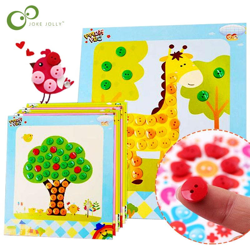 DIY Button Puzzle Stickers - Set of 4 for Children's Montessori Toys (Juguetes)