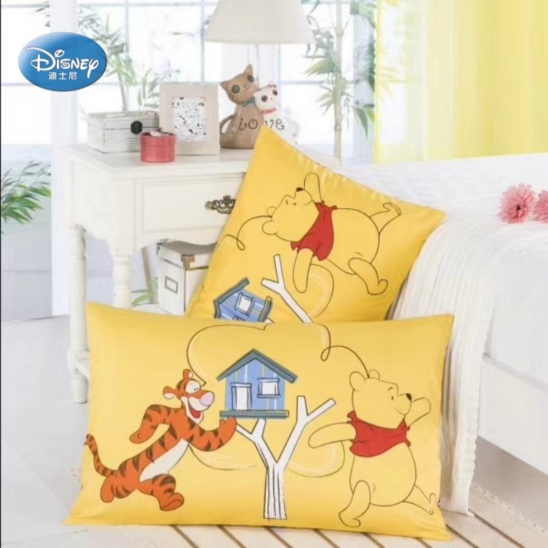 Disney Cotton Pillowcases 2Pcs Cartoon Winnie Mermaid Stitch Princess Couple Pillow Cover Decorative PillowsCase 48x74cm