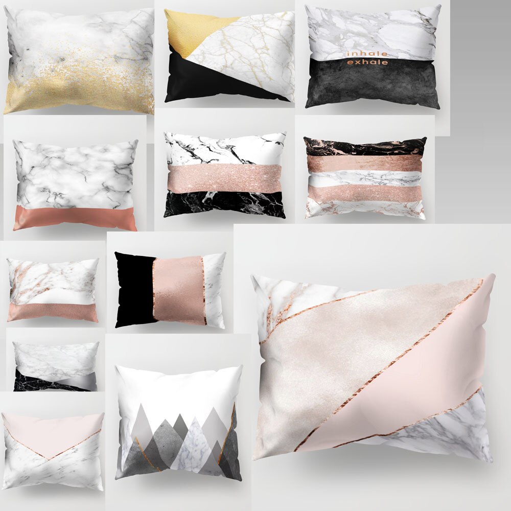 Horror Marble Print Pillowcase - 50x30cm Twill Cover for Geometric Cushion (PP57)