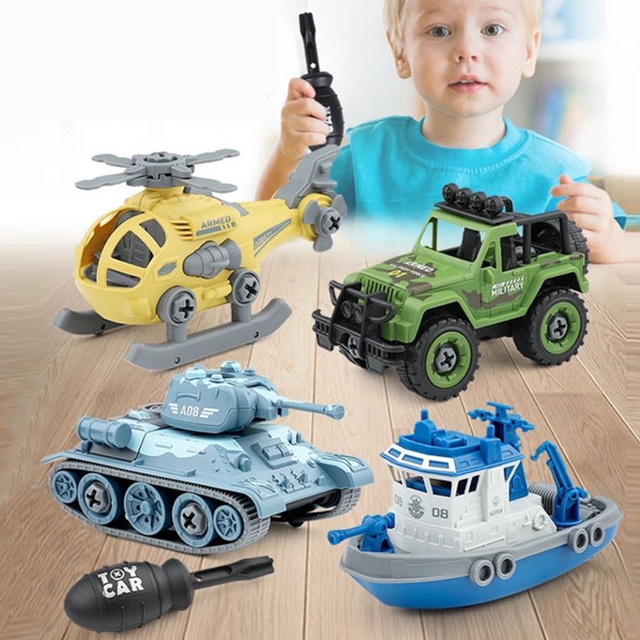 NEW HOT SALE Nut Disassembly Toys Engineering Truck Excavator Tank Helicopter Car Model Screw Creative Tool Education Boys Toys