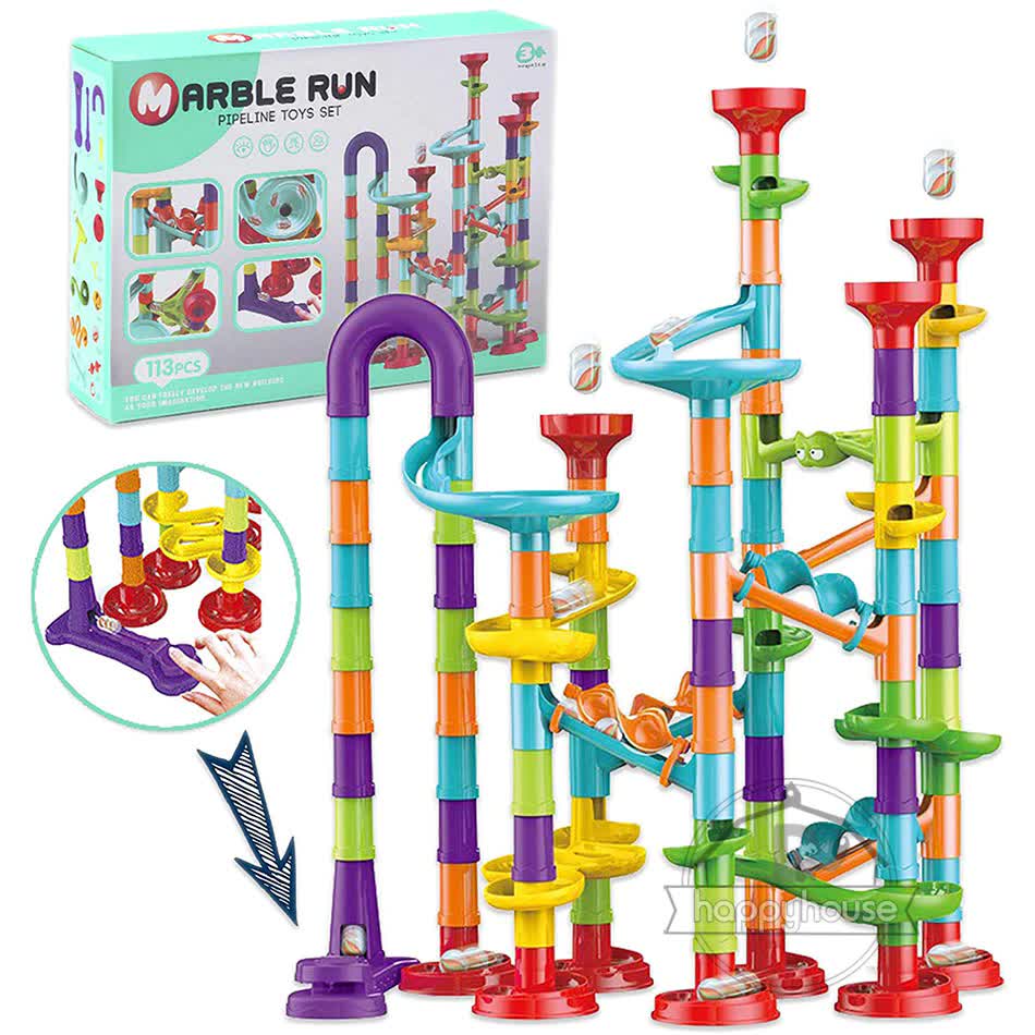 Marble Run Race Track Building Blocks Kids 3D Maze Ball Roll Toy DIY Marble Run Race Coaster Set 80/105/109/133pc Christmas Gift