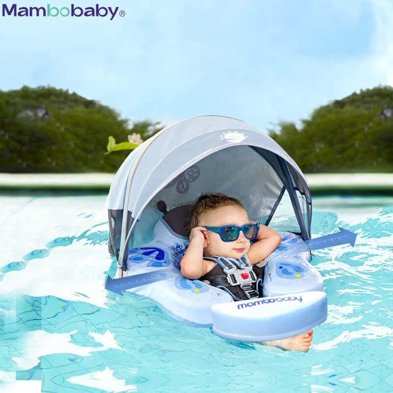 Mambobaby Baby Float With Roof Swimming Ring Non-Inflatable Buoy Swim Trainer Paddling Pool Floats Accessories Toddler Toys