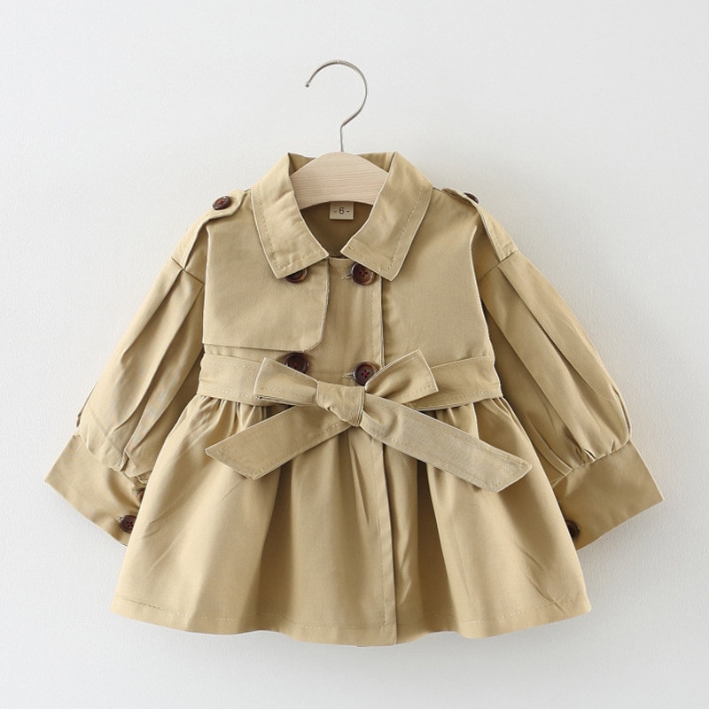 Children's Clothing 2022 Girls' Coat Kids Jacket Children's Spring Autumn Korean Style Cute Long Trench Baby Girls Windbreaker