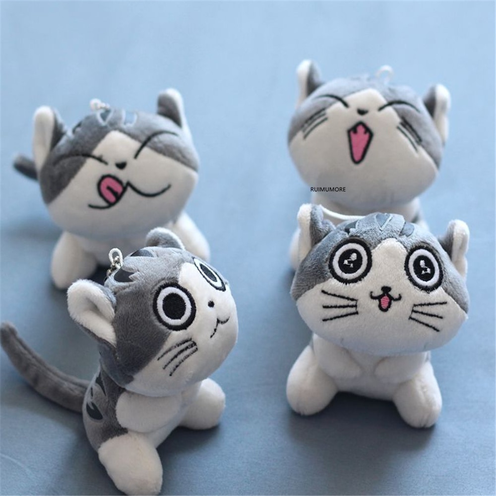 4 Cat Plush Keychain Toys, 9cm Approx, Perfect Gift.