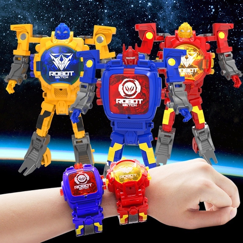 Deformation Robot Action Trasformation Wristwatch Toy Kids Robot Electronic Watch Creative Gifts Educational Toys Watch toy