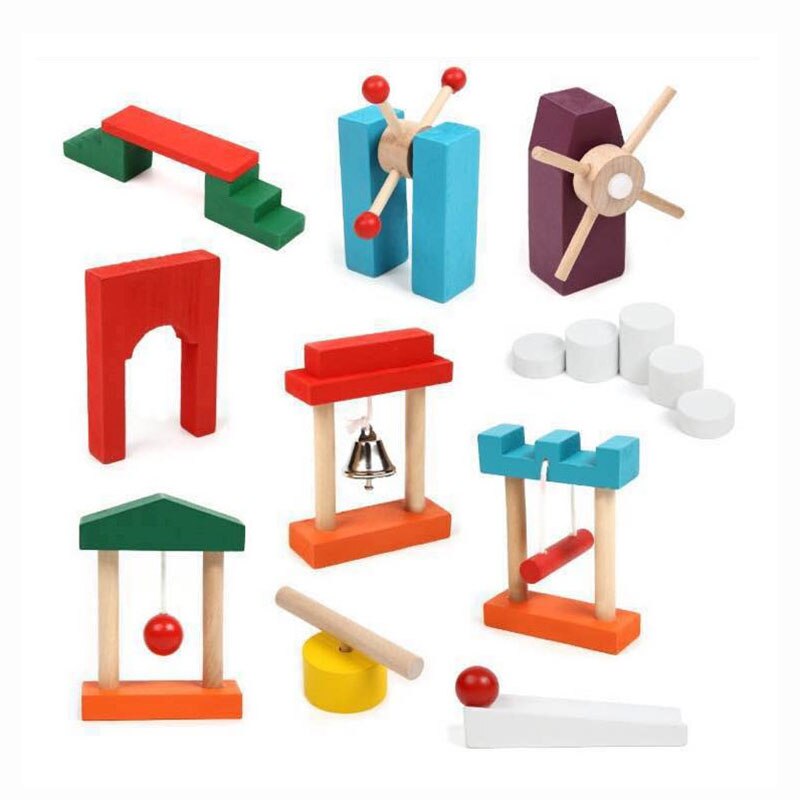 Kids Wooden Domino Blocks Institution Accessories Rainbow Dominos Stacking Train Montessori Educational Wood Toys for Children