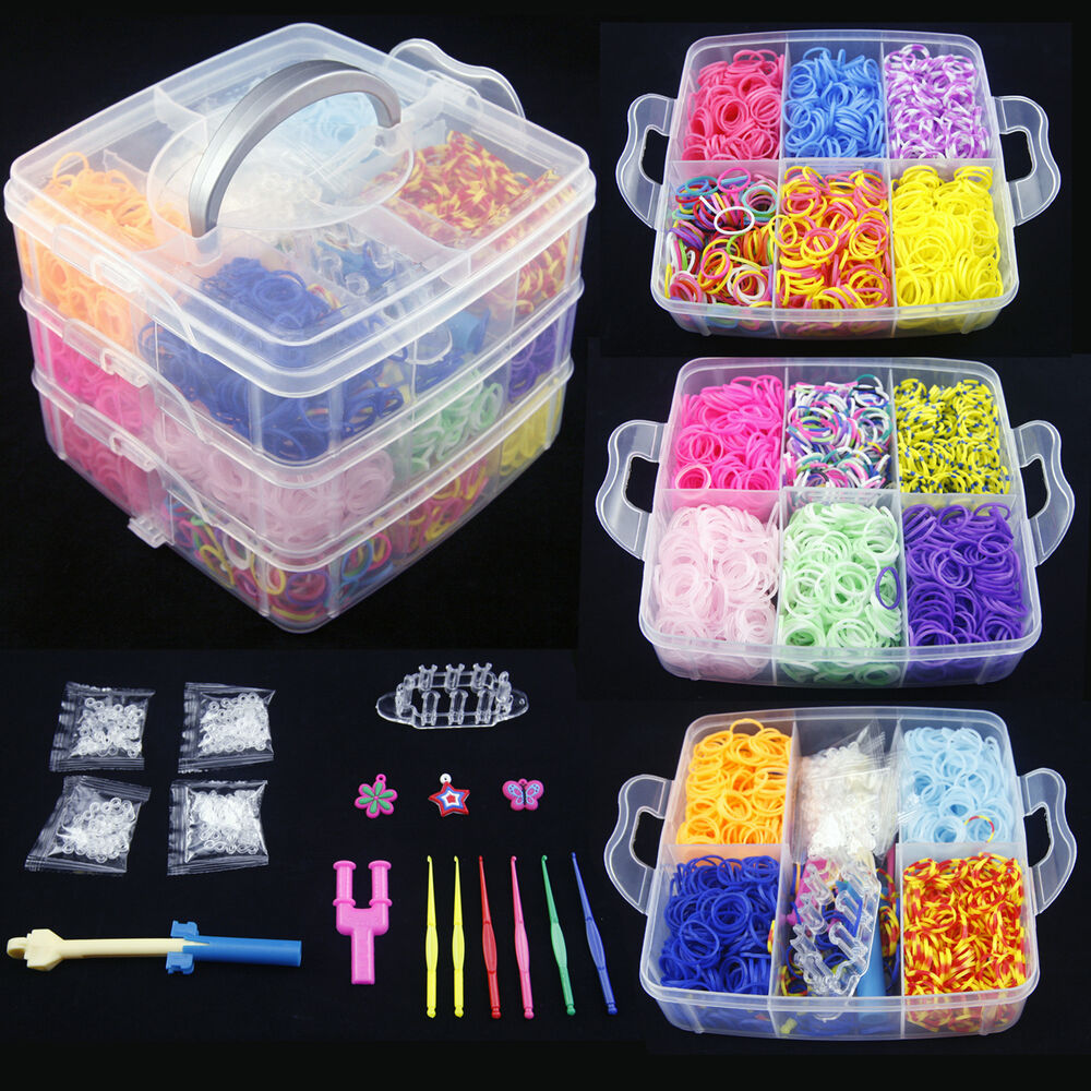 600/1200pcs Rubber Bands Refill Toys Assorted Colors Loom Bands Bracelet  DIY Weaving Art Craft Kits