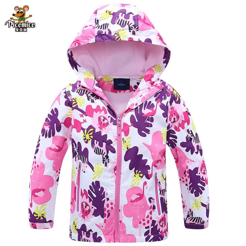 Girls Windbreaker Jacket For Child Clothing 2021 Brand Flower Polar Fleece Girls Outerwear Coat Spring Autumn 3-12T Kids Jackets