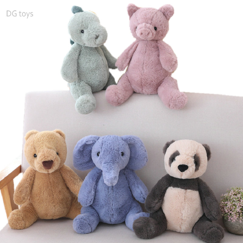 Cute Soft Fluffy Hair Elephants Piggy Brown Teddy Bear Baby Cuddly Doll ...