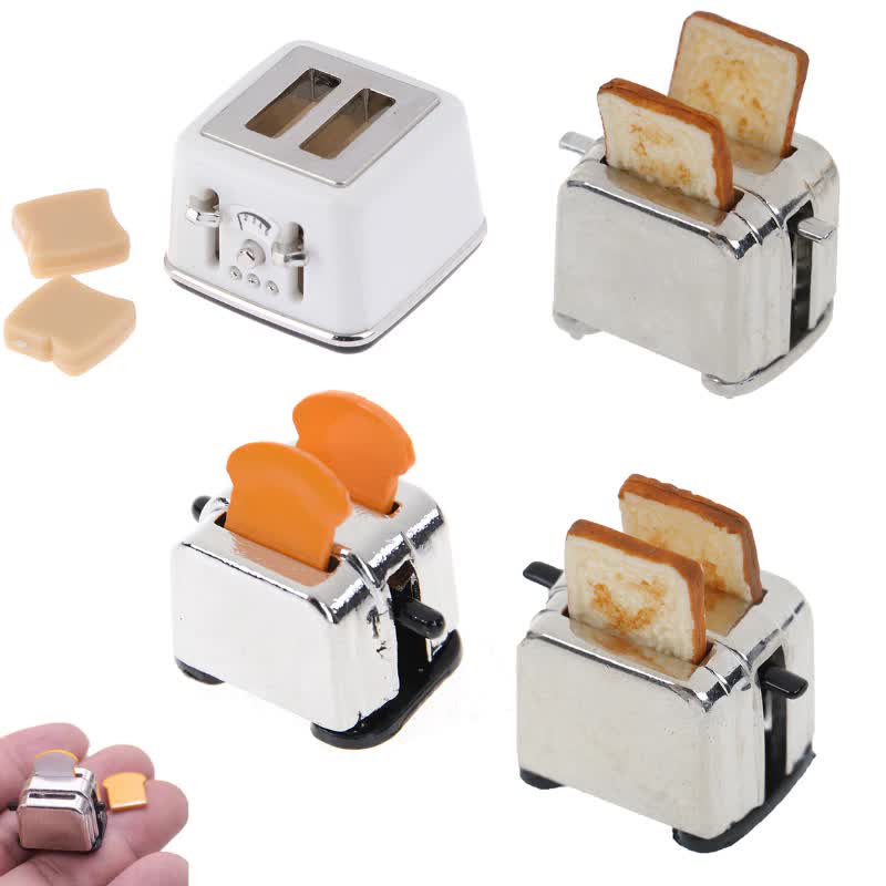 1/12 Scale Dollhouse Bread Machine With Toast Miniature Cute Decorations Toaster Dollhouse Mini Accessories 4 Styles
