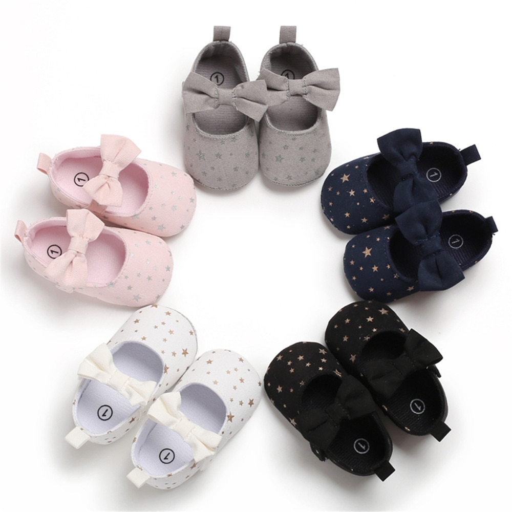 0-18M Newborn Baby Girls Shoes Princess Star Bow Crib Shoes Cute Infant Girls Shoes 2019 New