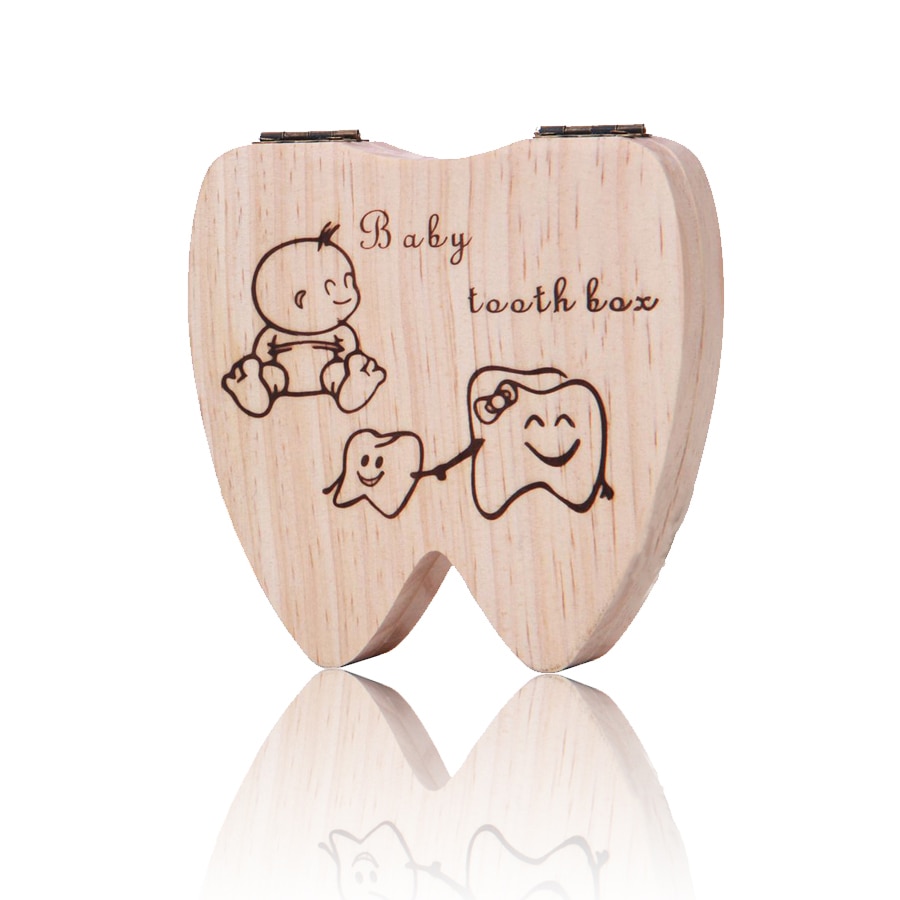 Teeth Shape Wooden Baby Teeth Box Organizer Milk Teeth Storage ...