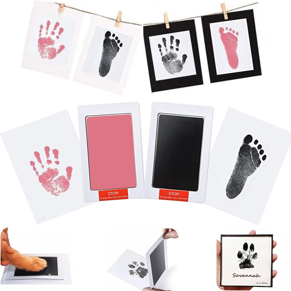Baby Care Non-Toxic Baby Handprint Footprint Inkpad Kit Casting Newborn  Clay Toy Souvenirs Black Ink Pad Infant Clay Toy Gift
