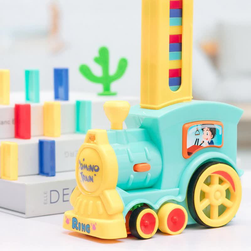 Domino Train Car Set Kids Sound Light Dominoes Brick Colorful Blocks Game Funny Gift Electronic Toys for Children Boys Girls