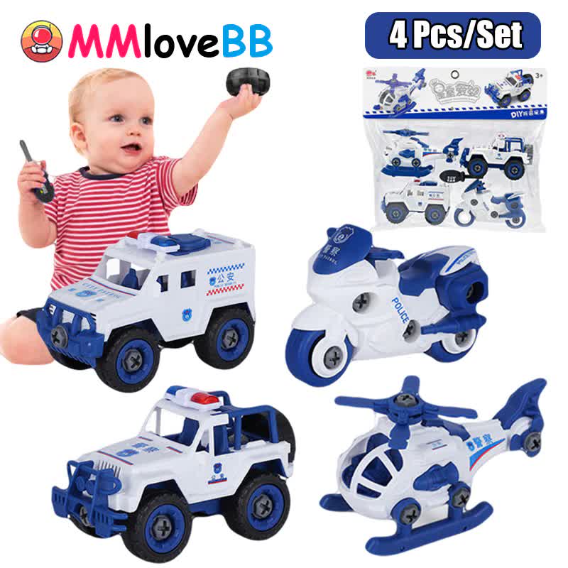 DIY Disassembly Engineering Car Building Block Educational Children Puzzle Toys For Kids Nut Assembly Vehicle Excavator Boys Toy