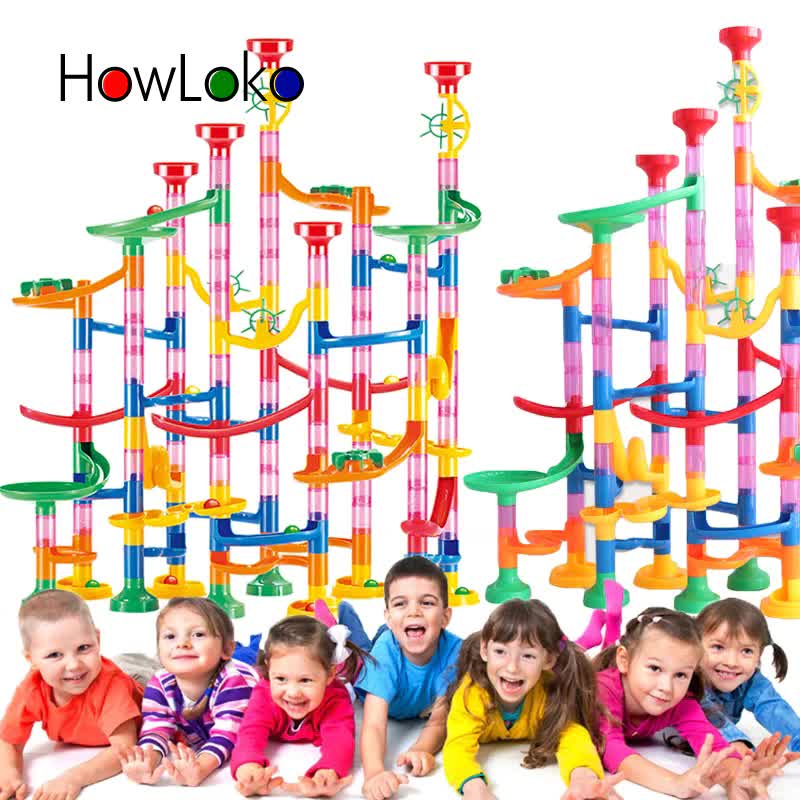 DIY Maze Balls Track Building Blocks Toys For Children Construction Marble Race Run Pipeline Block Educational Toy Game