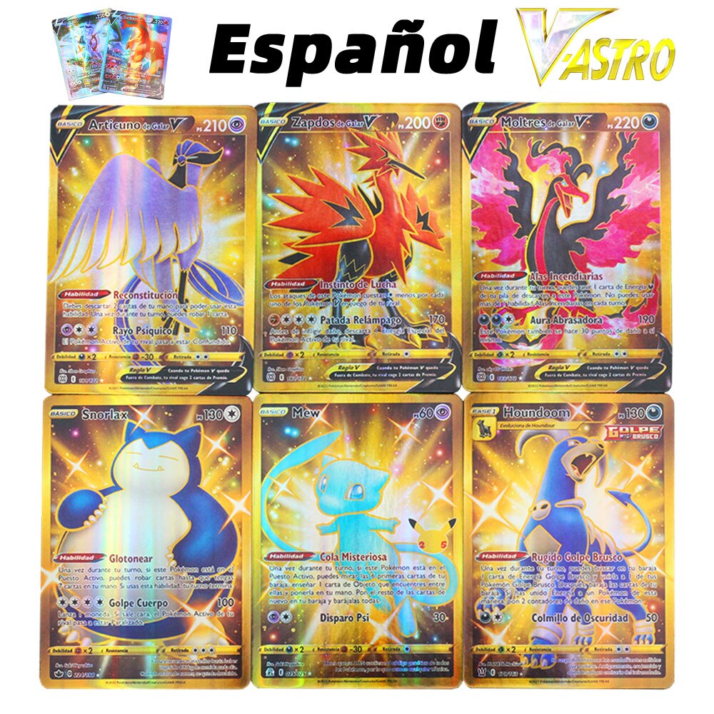 Pokemon Cards in Spanish Letter New Arrival Vstar VMAX Holographic Shiny Playing Card Game Castellano Español Children Toy