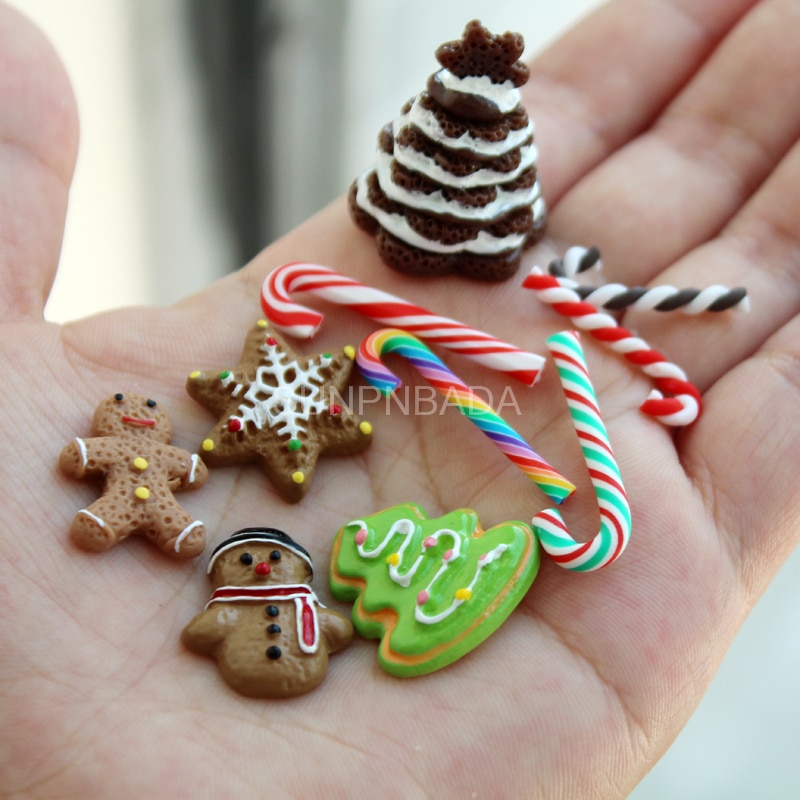 1/6 Scale Miniature Dollhouse Play Food Christmas Cookies & Mini Candy Cane Kitchen for Barbies Blyth Doll House Accessories Toy