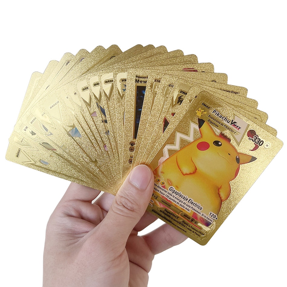 55 Pieces Of Pokemon Metal Gold Card Charizard Vmax Gx  Energy Card Charizard Pikachu Rare Collection Battle Trainer Card Child