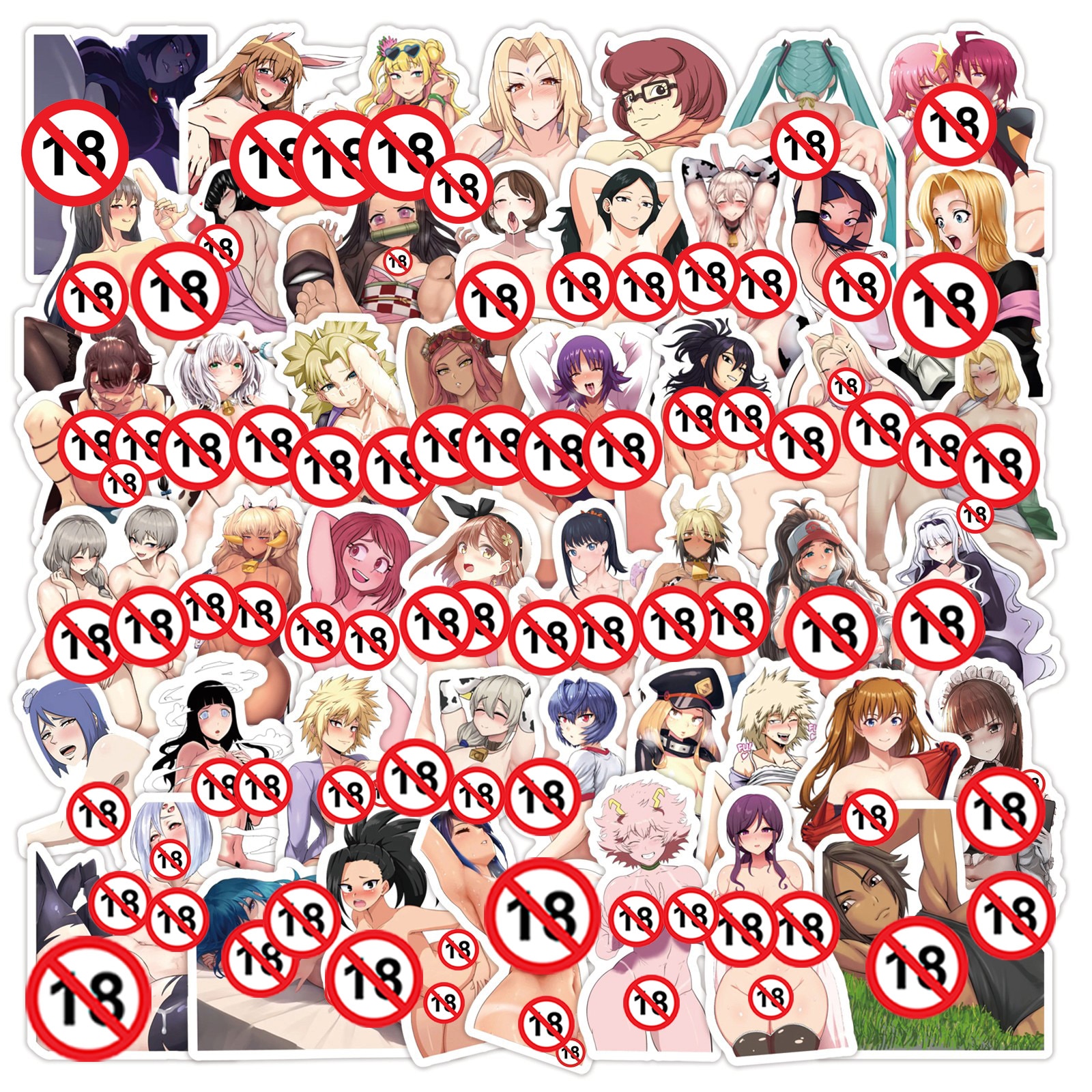 103050100pcs Adult Anime Sexy Waifu Hentai Stickers Suncensored Decals For Laptop Phone 5612