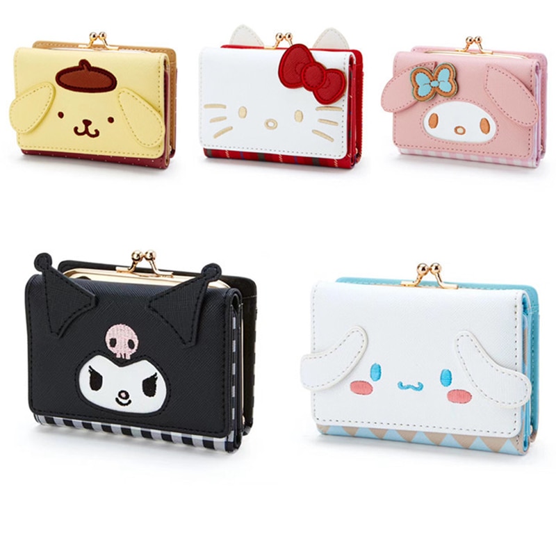 Hello Kitty, My Melody, Cinnamon Roll, Pringle, Kuromi PU Leather Wallet - Cute Female Folding Card Bag