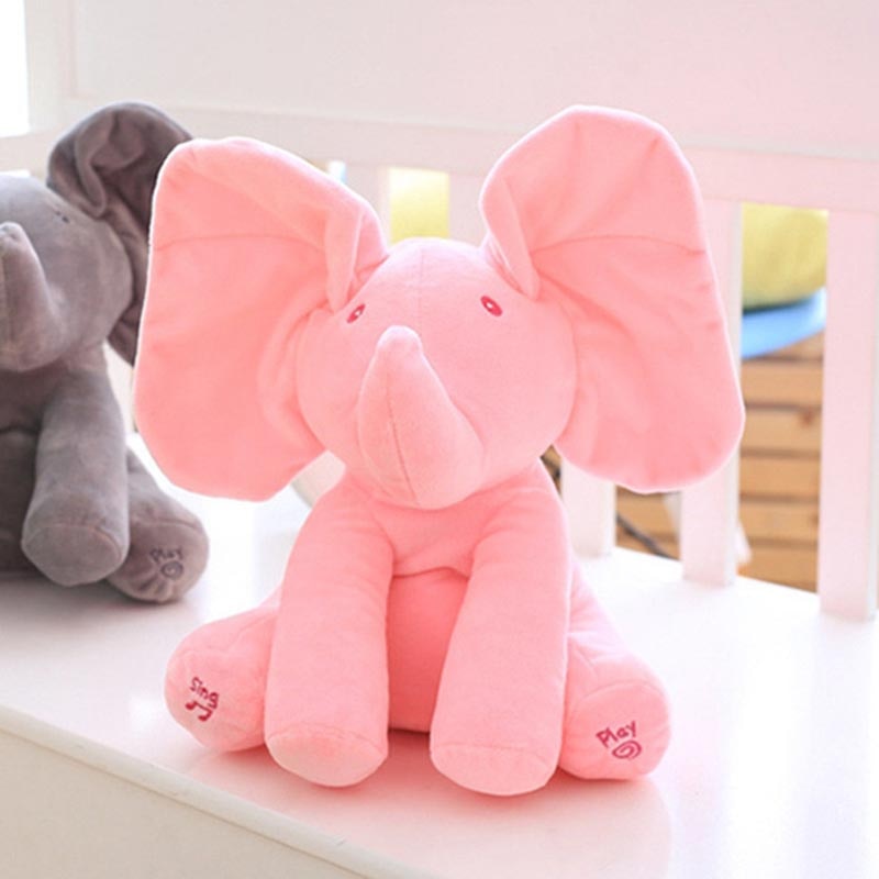 Animated Flappy Elephant Plush Toy - Electric Stuffed Animal with Pat Ears and Peekaboo Game for Baby and Kids - Educational and Cute Dumbo Gift by Gund.