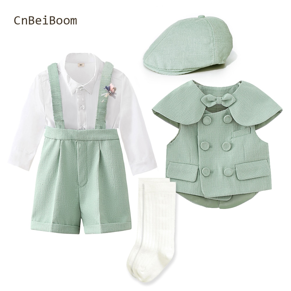 Spring 2023 Kids' Gentleman Suit in Green for Festivals, Birthdays and Parties - Boutique Dress for Baby Boys and Girls.