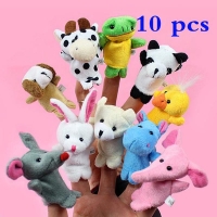 Set of 10 Animal Finger Puppets - Soft Plush Toys for Kids' Bedtime Stories and Interactive Playtime with Parents