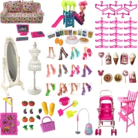 NK Hot Sale Doll Accessories  Pretend Play Toy Shoes Bags Hangers Mirrors For Barbie Doll Furniture For Kelly Doll  DIY Toys JJ