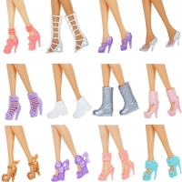 12 Pairs Doll Shoes Mix style High Heels Sandals Boots Colorful Assorted Shoes Accessories For Barbie Doll Baby Xmas DIY Toy