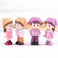 Resin Lovely Doll for DIY Dollhouse Accessories Lovers Couple Dollhouse Decoration Gift Toys for Children