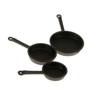 New 1/12 Scale 3pcs Dollhouse Miniature Metal Frying Pans Cooking Pot Cookware Kitchen Accessory Black