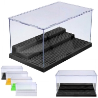 1pc 3 Steps Display Case/Box Dustproof ShowCase Gray Base For Le goings Blocks Acrylic Plastic Display Box Case 25.5X15.5X13.8cm