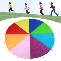 2M/3M/3.6M/6M Dia Outdoor Camping Rainbow Umbrella Parachute Toy Jump-Sack Ballute Play Interactive Teamwork Game Toy For Kids