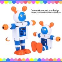 Novelty Wooden Robot Toy Learning Transformation Colorful Wooden Toy for Kid Present Joint Moved Deformation Robot Toys