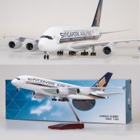 1/160 Scale 50.5CM Airplane Airbus A380 Singapore Airline Model W Light and Wheel Diecast Plastic Resin Plane For Collection