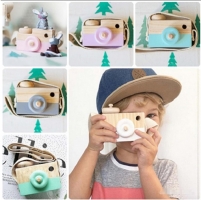 Cute Wooden Toy Camera Baby Kids Hanging Camera Photography Prop Decoration Children Educational Toy Birthday Gifts