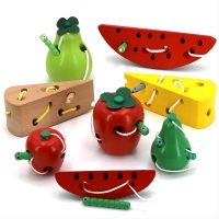 Montessori Kids Educational Toys Fun Wooden toy Worm Eat Fruit Apple pear Early Learning Teaching Aid Baby Toy For Kids Gift