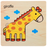 1Pcs Cartoon Wooden Animal and Transportation 3d Puzzle Jigsaw Wooden Toys For Intelligence Kids Baby Early Educational Toy