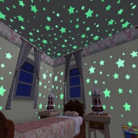 100Pcs 3D Glow  Stickers Luminous stars Baby Bedroom Beautiful Fluorescent In The Dark Toy  Festival TD0056