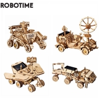 Robotime 3D Puzzle 4 Kinds Moveable Wooden Toys Space Hunting Solar Energy Building Kits Gift for Children Teens Adult LS402
