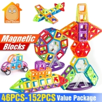 152-46PCS Magnet Toys Building Blocks Magnetic Construction Set Designer Kids DIY Educational Toys Games For Children