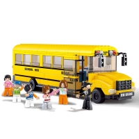 Sluban Building Block City Town Mini 218pcs & Large 392pcs School Bus Educational Bricks Toy Boy Gift - No Retail Box