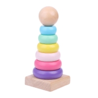 Wooden Rainbow Stacking Rings for Baby Girl - Colorful & Warm Toddler Toy