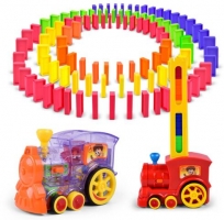 Domino Electric Train New Automatic placement With Light Sound Model Toy Educational Building Blocks DIY Plastic Toy Set 100 pcs