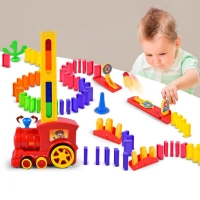 Domino Train set Catapult kit Puzzle Educational 120/60PCS Plastic Dominoes Blocks Brick DIY sound light Toy gift for boy girl